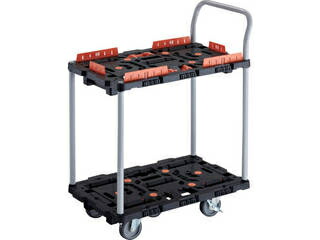 TRUSCO トラスコ中山 連結式樹脂製2段台車 ビートル 700X450 BT724KJ5S2-E100T 自在5輪 内2輪ストッパー付 柵 とめたろう ハンドル付