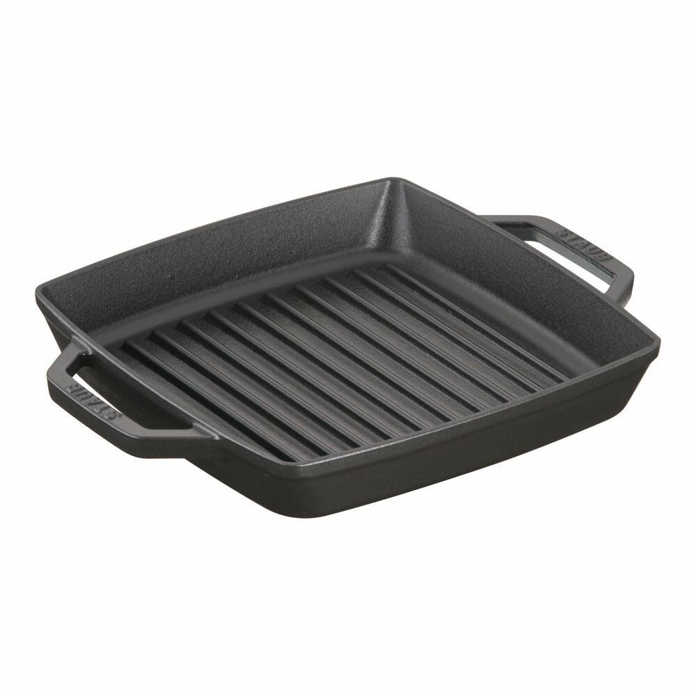 staub ストウブ ピュアグリル　スクエア　２３cm　ブラック　40511-728 プロユース（業務用）として販売されている国内正規販売ルートの商品です。 家庭用に付属されている生涯保証書（シリアルナンバー）は付属されておりません。予めご了承ください。