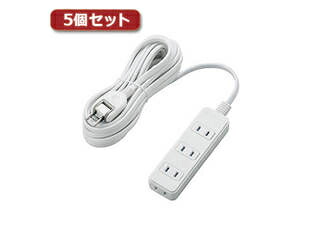 エレコム 【5個セット】エレコム ほこりシャッター付き電源タップ T-ST02-22450WH T-ST02-22450WHX5｜エムスタ
