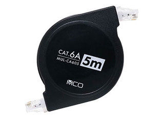 ミヨシ 【5個セット】 ミヨシ コードリールCAT.6A LANケーブル 5mブラック MUL-CA605/BKX5