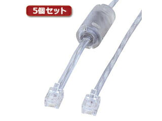 サンワサプライ 【5個セット】 サンワサプライ コア付シールドツイストモジュラーケーブル TEL-FST-5N2X5