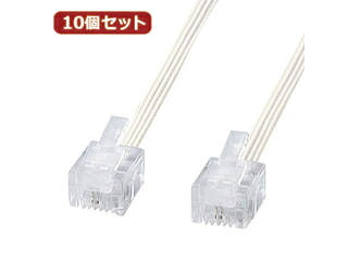 サンワサプライ 【10個セット】 サンワサプライ やわらかスリムケーブル(白) TEL-S2-15N2 TEL-S2-15N2X10