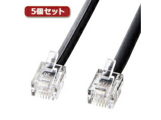 サンワサプライ 【5個書き割り】 サンワサプライ モジュラーケーブル(黒) 電話機-N1-20BKN2X5