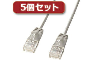 サンワサプライ 【5個書き割り】 サンワサプライ 種族6判定基準極細ローカルエリアネットワーク有線テレビ (ともし火薄墨色、15m) KB-SL6-15X5