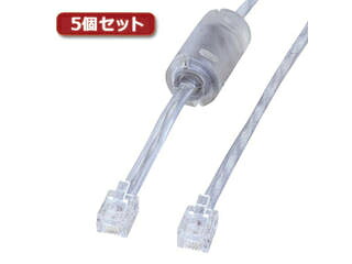 サンワサプライ 【5個セット】 サンワサプライ コア付シールドツイストモジュラーケーブル TEL-FST-7N2X5