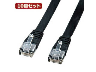 サンワサプライ 【10個仕掛ける】サンワサプライ UTPエンハンスドカテゴリ5より線平ったい有線テレビ(黒いこと・3m) 天使の都市-FL5-03K