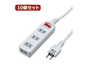 YAZAWA YAZAWA 【10個セット】 耐トラシャッター 集中スイッチ付タップ4個口 Y02S411WHX10