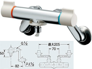 KAKUDAI カクダイ 洗濯機用混合栓ストッパー付　127-110｜エムスタ