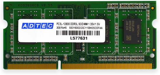 ADTEC 居住地テック 万覚え帳パソコン用記憶装置 パソコン3-12800 204pin SO-DIMM 8GB 低起電力 ADS12800N-L8G