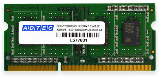 ADTEC アドテック ノートPC用メモリ PC3-12800 204pin SO-DIMM 4GB 低電圧/省電力 ADS12800N-LH4G