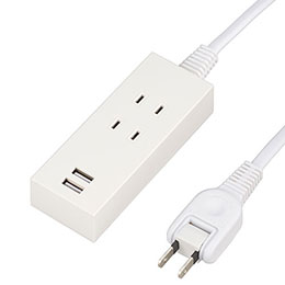 YAZAWA 【10個書き割り】 YAZAWA 2AC2USB 2.1A2.5m 白いこと Y024025WH2UX10