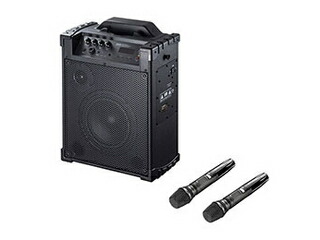 サンワサプライ サンワサプライ ワイヤレスマイク付き拡声器スピーカー(バッテリー内蔵・ワイヤレスマイク2本対応) MM-SPAM