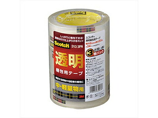 3M 【3巻パック×5セット】 3M Scotch スコッチ 透明梱包用テープ 中 軽量物梱包用 3M-313-3PNX5