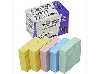 3M 【5個セット】 3M Post-it ポストイット エコノパック 強粘着見出し パステル 4色混色 3M-7001SS-KX5
