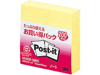 3M 【10個セット】 3M Post-it ポストイット お買い得パック ノート 3M-654RP-200YX10