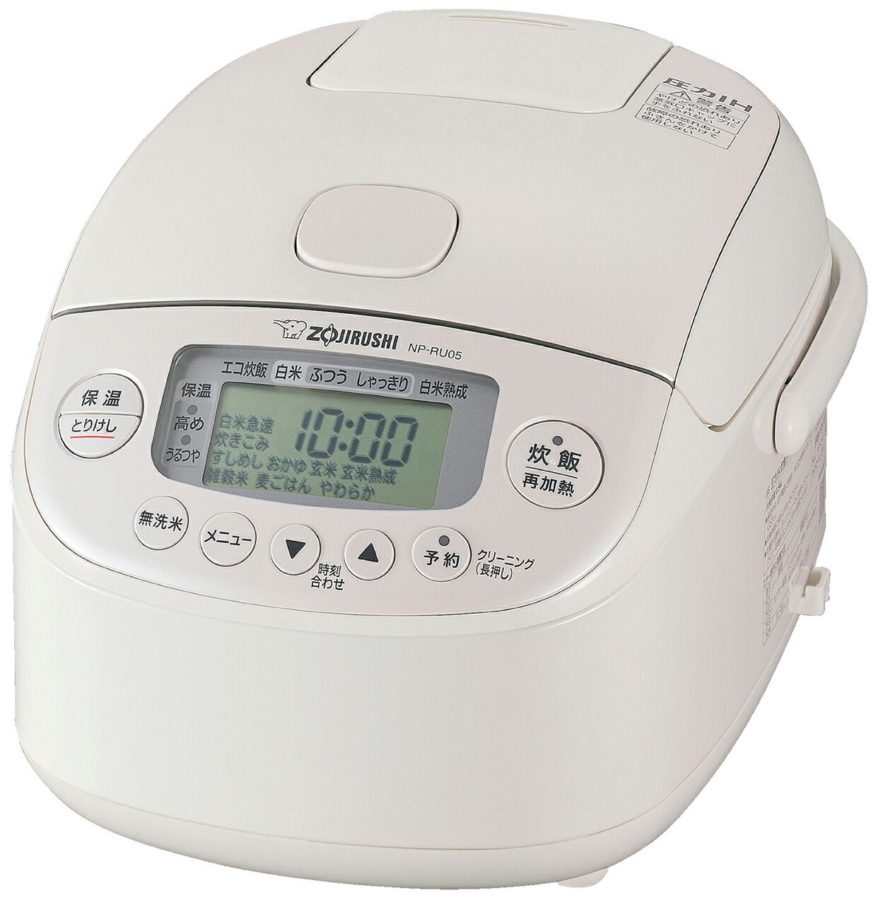 ZOJIRUSHI 象印 炊飯器 剪断応力IH炊飯ジャー 限界炊き NP-RU05-WA 小電気容量印字機 30第四次元保温 無洗米専用献立て表 麦ごはん献立て表 やわらかごはん献立て表