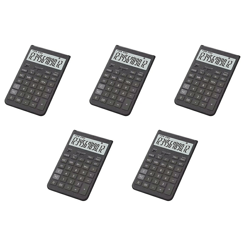 CASIO カシオ デザイン電卓 ジャストタイプ Comfy コンフィ ダークグレー 5台セット JT-200T-GY-N｜エムスタ