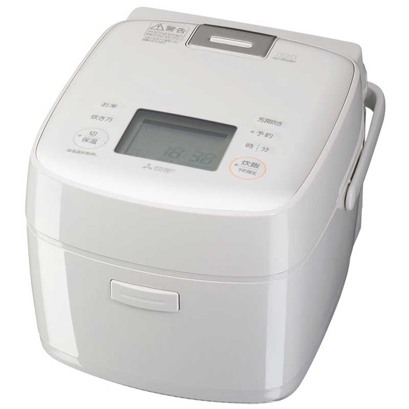 MITSUBISHI 三菱 NJ-SE06H-W 白亜麻 IH炊飯器 3.5合炊き 小容量 備長炭 炭炊釜 超音波吸水 うま早モード 備長炭コートの少量炊きモデル。｜エムスタ