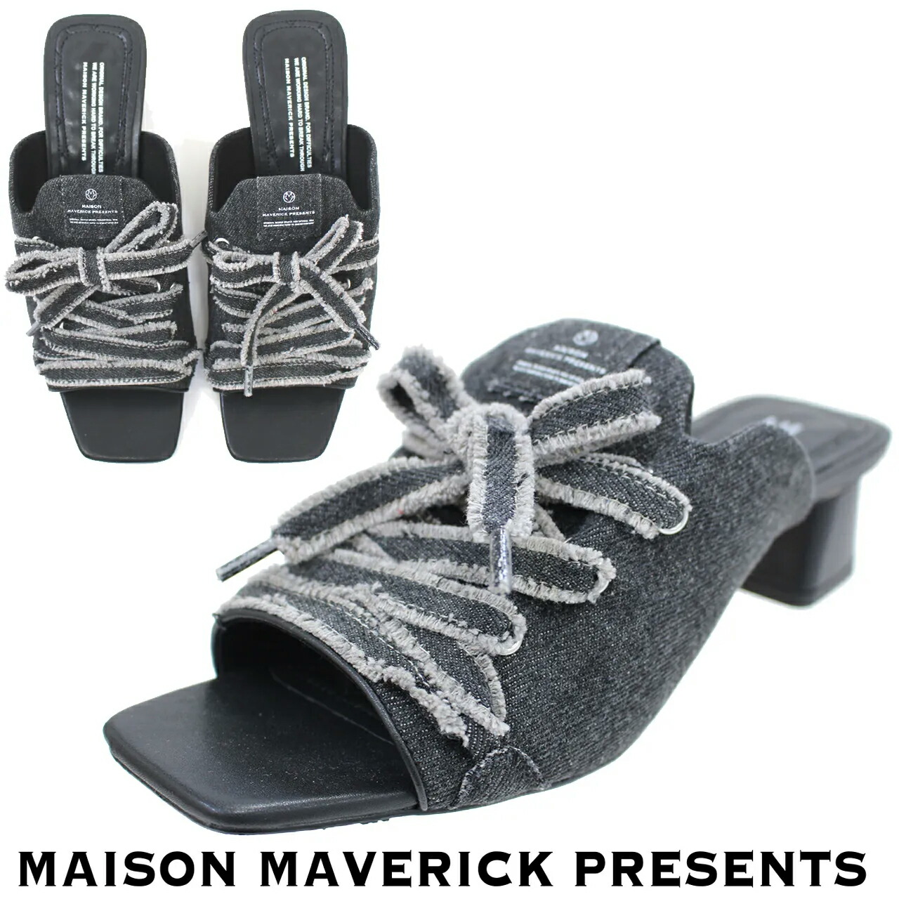 MAISON MAVERICK PRESENTS 【レディース】デニム ミュール サンダル【ブラック】50MS2506 メゾンマヴェリック プレゼンツ DENIM MULES SANDALS