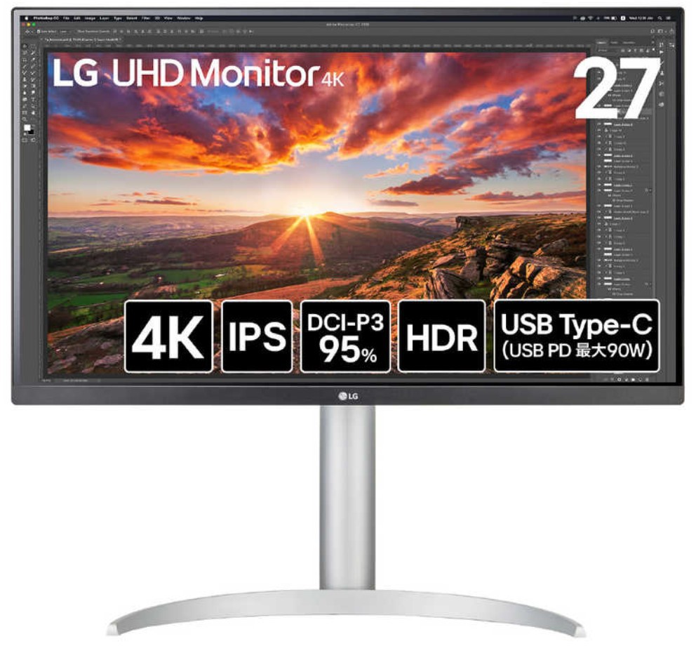 LG Electronics Japan 4K対応 27型ワイド液晶ディスプレイ(IPS/アンチグレア/DP/TypeC(PD90W)/スピーカー/3年保証) 27UP850K-W｜エムスタ