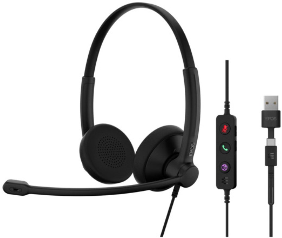 EPOS | SENNHEISER IMPACT 100 MS Stereo USB-C+A/USB-A or USB-C接続/有線両耳ヘッドセット 1001421｜エムスタ