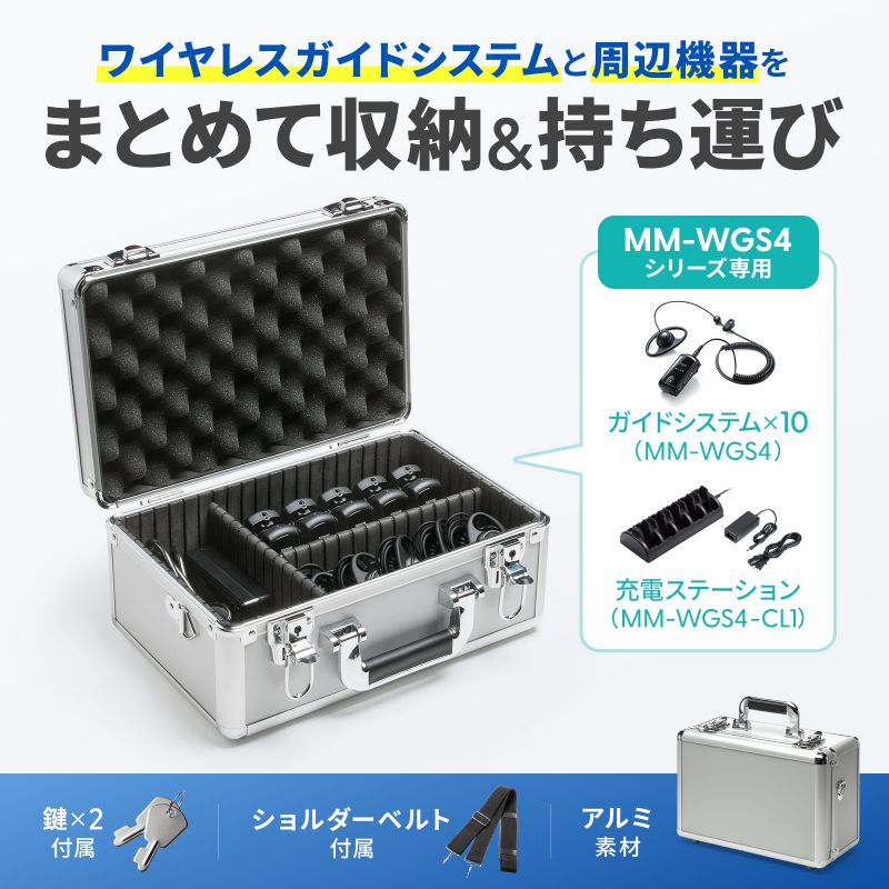 サンワサプライ MM-WGS4-BOX1K ワイヤレスガイドシステム 納める入れもの(MM-WGS4用)本体/申し受ける器納める能力のある 肩部胴締め/鍵