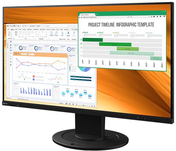 EIZO 盛りだくさん固定ディスク相応う 23.8型液晶見せびらかす /HDMI、DisplayPort/黒いこと/金棒引き EV2400R-BK