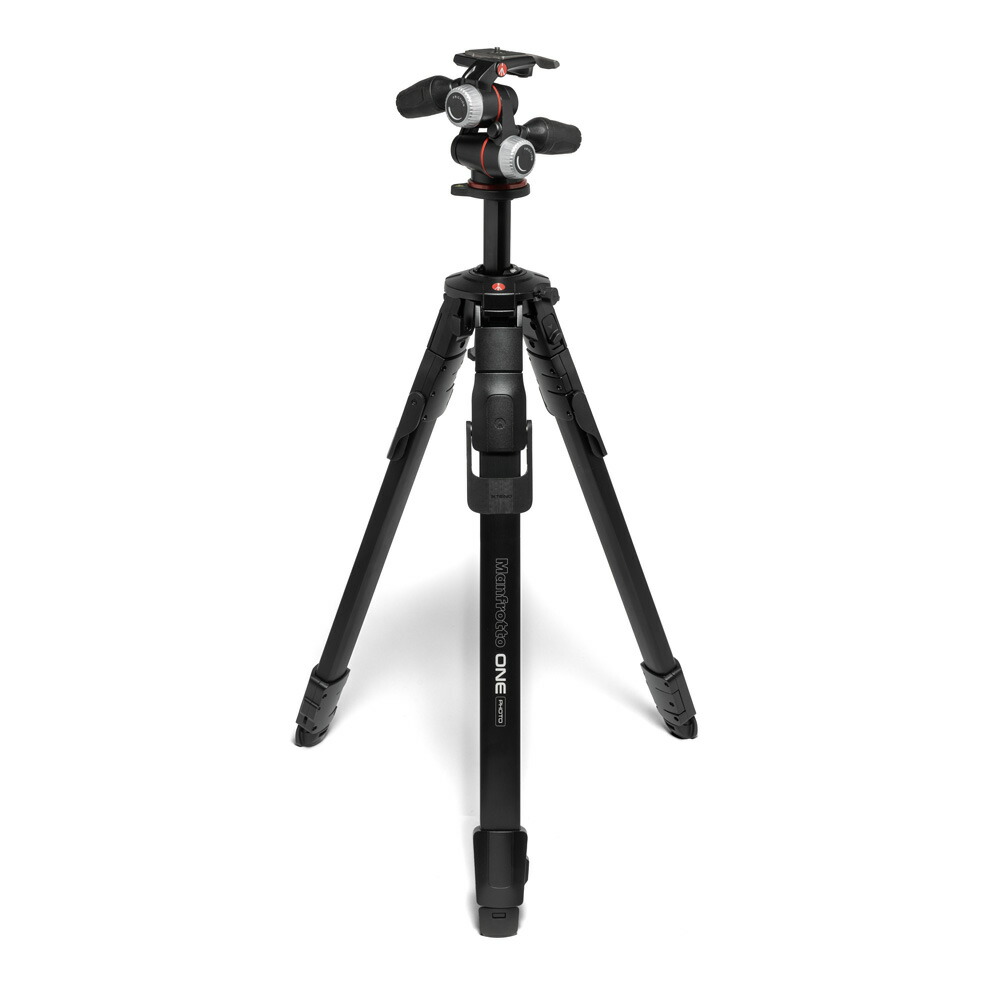 Manfrotto マンフロット ONE Photo 軽銀三脚＋3通い路雲台一揃いの道具 MKONEPA-3W 黒いこと 【マンフロット三脚架取り合わせ Manfrotto ONE Photoつづき物】