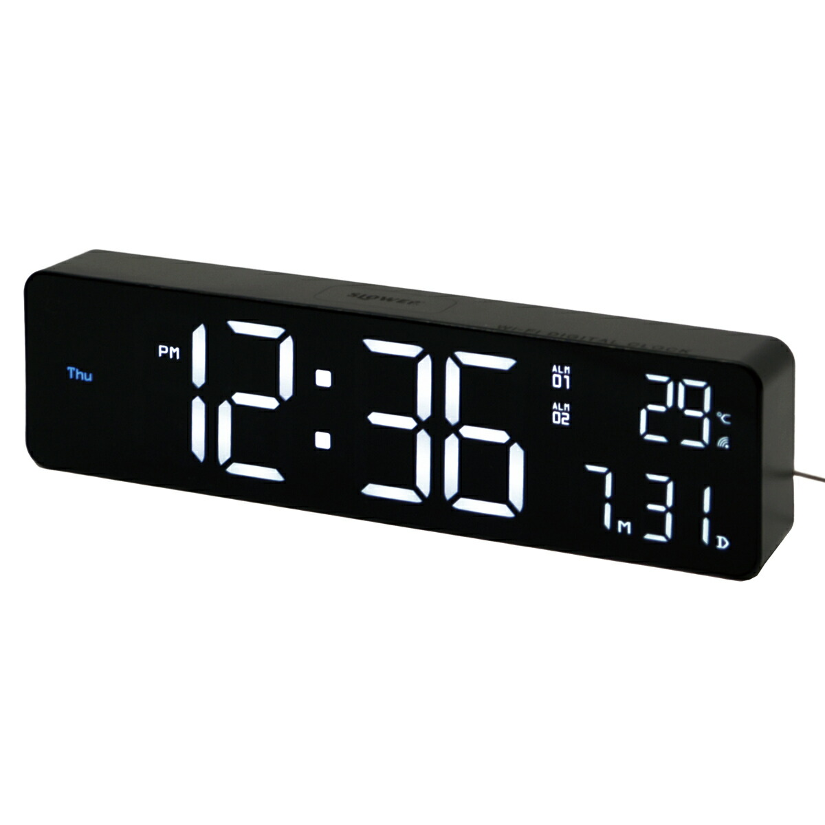 TRI ティアールアイ スロウワー 置き時計 LED Wi-Fiクロック ブエノ ブラック