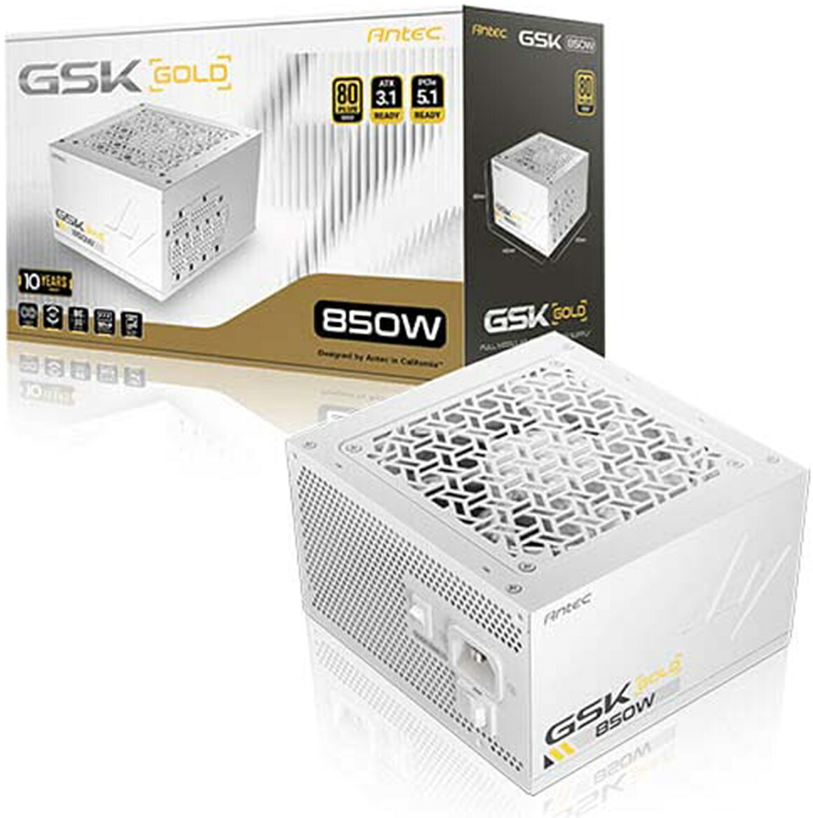 Antec アンテック 80PLUS GOLD 認証取得 高効率高耐久電源ユニット 850W GSK850 V2 White ATX3.1