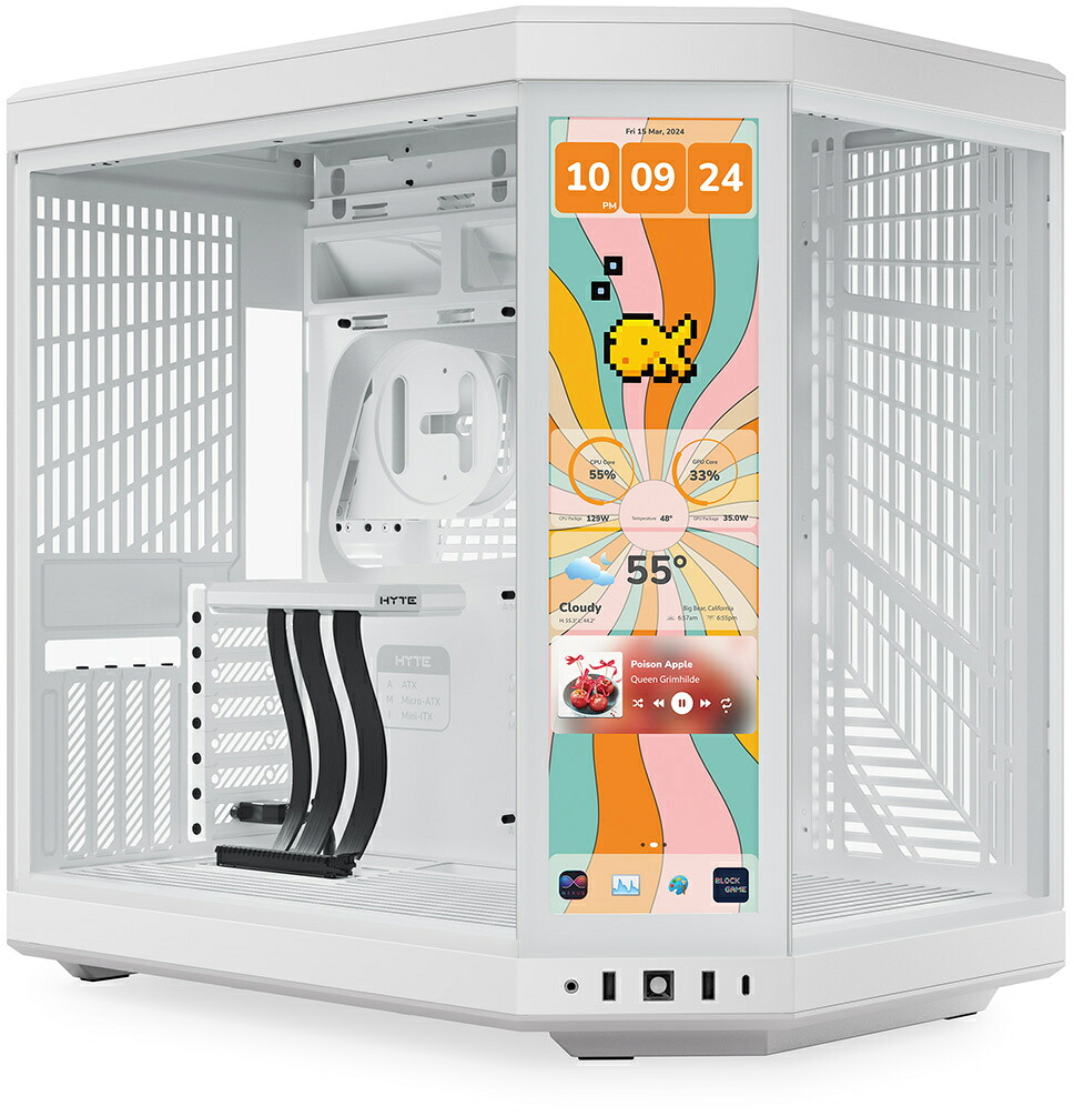 HYTE 14.9インチタッチ液晶＆パノラマガラス搭載PCケース スノーホワイト Y70 Touch Infinite Snow White