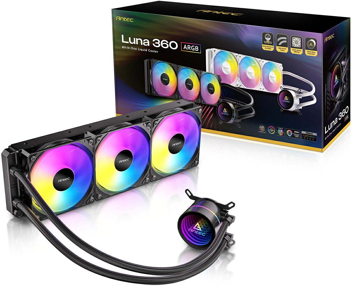 Antec アンテック ARGB LEDファン搭載水冷一体型ユニット ブラック Luna 360 ARGB|エムスタ