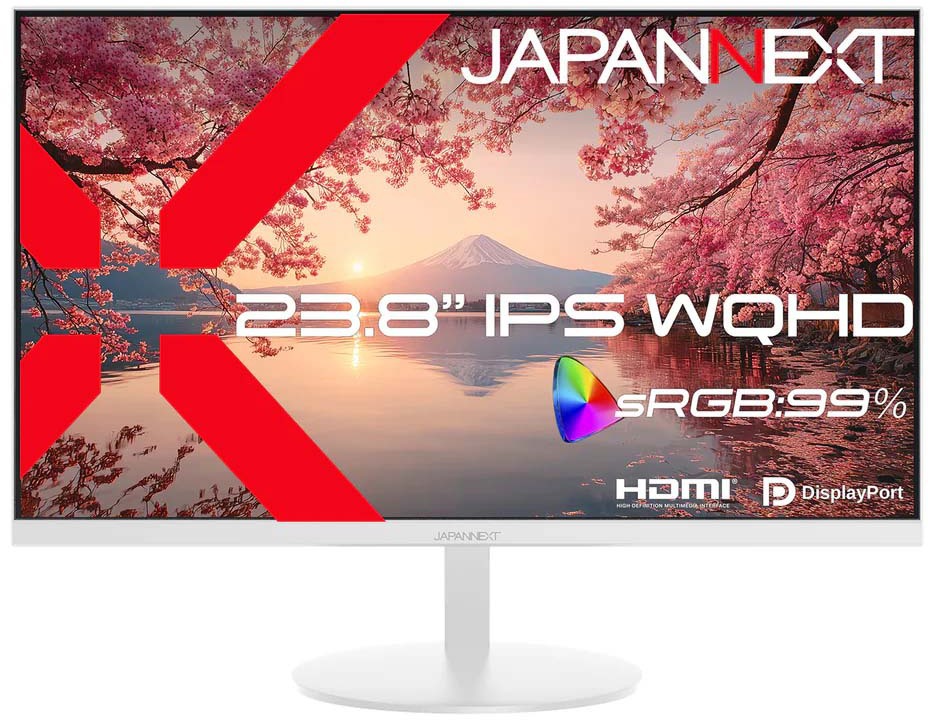 JAPANNEXT ジャパンネクスト WQHD相応う 23.8型液晶見せびらかす/HDMI×1、DP×1/白いこと/金棒引き有/2年引き受ける JN-IPS238Q-W