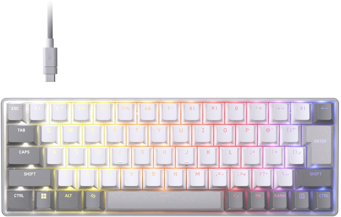 CORSAIR コルセア CLIPPER PRO MINI 60 ホール効果ゲーミングキーボード PBT二色成形 有線RGB 英語 ホワイト CHR-979111J-JP｜エムスタ