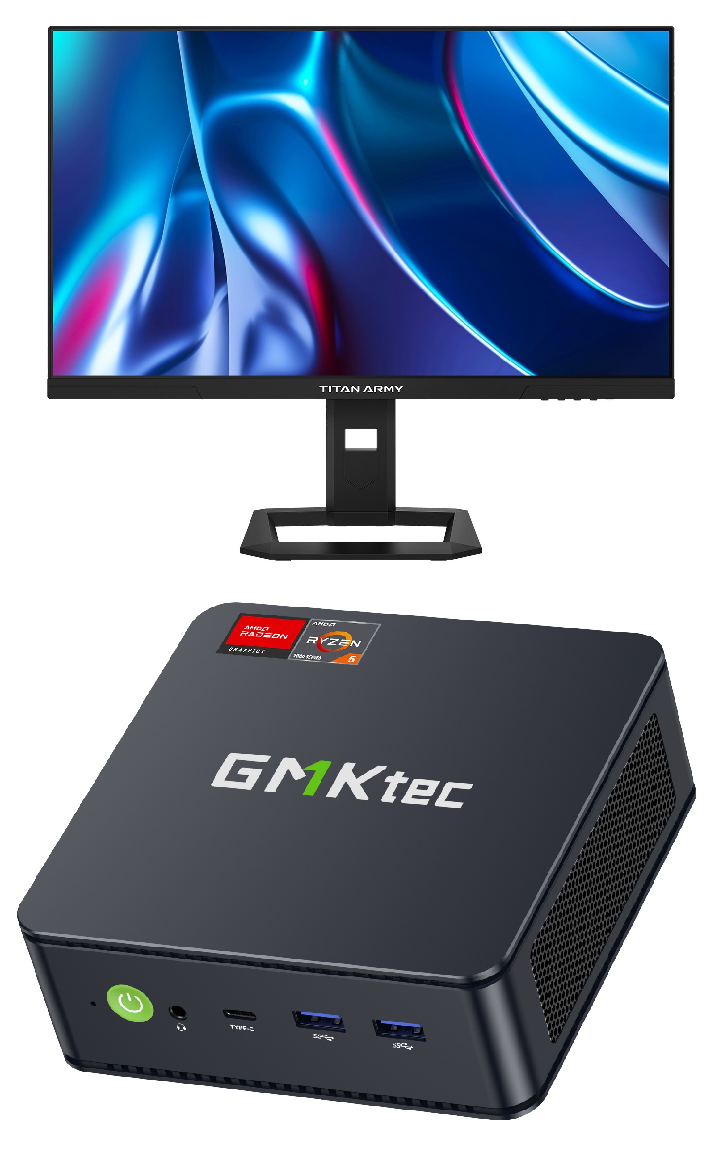 GMKtec+Titan Army GMKtec M6 Ultra ミニPC＆ Titan Army P2710R-QD湾曲ゲーミングモニターセット｜エムスタ