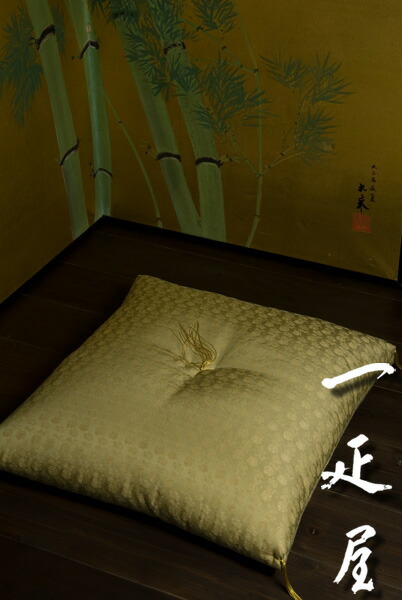 緞子 （ 福寿 ） 座蒲団 65×69糎 ※夫婦関係判