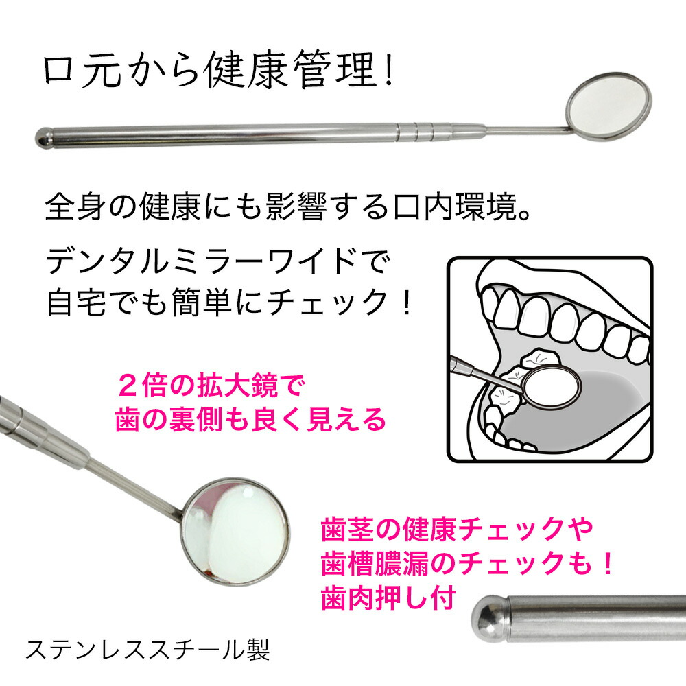 上質 検査棒付 デンタルミラー 2倍 拡大鏡 ワイド SY-8デンタルケア 一般医療機器 口内ミラー 歯鏡 美容 白い歯 ホワイト デンタル 母の日  プレゼント www.medicare.co.th