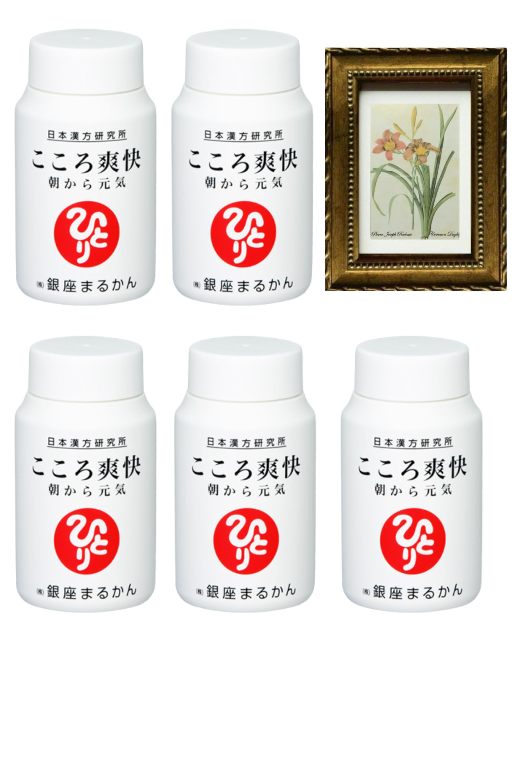 銀座まるかん 日本漢方研究所 正規品 こころ爽快５本 pealimo ピーリモ 額フレーム 『Common Daylily』SSサイズ１枚 セット 化粧品 美容品 斉藤一人 ひとりさん 美容化粧品 健康食品 健康サポート｜Muse International