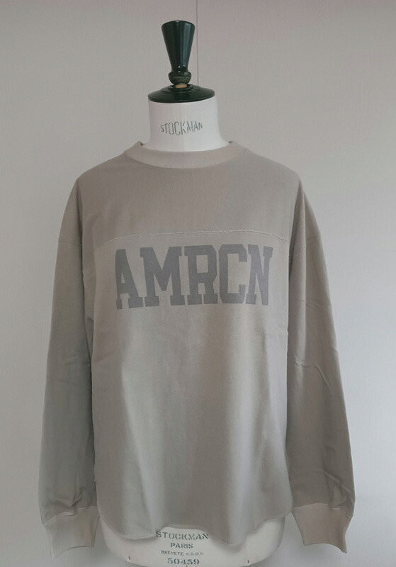 （アメリカーナ） AMRCNクルー（ベージュ）送料無料 レディース　ノーマル丈　フリーサイズ　裏パイル　ダメージ加工プリント