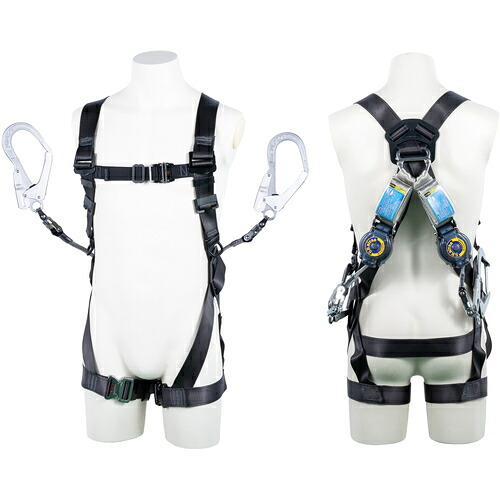 ＼当店排他的権利 全商いもの尖んがりさらに10倍／ ツヨロン TSUYORON 黒影馬具 ツインランヤード付き添い人 鍵を掛ける規則体系付き添い人巻取式SRリトラ 暗然たる薄墨色 L大きさ TH-504-2TR93SV-OT-DG-L-2R23-BX