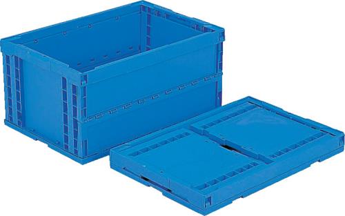 エスコ 三甲（サンコー） EA506AA-18 649x439x327mm/76.5L 折畳コンテナ(青)