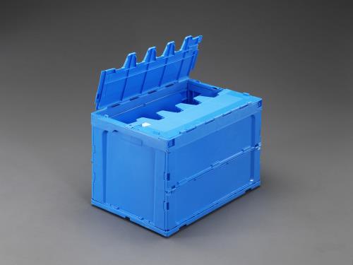 エスコ 三甲（サンコー） EA506AA-9 648x440x419mm/92.9L 折畳コンテナ(青/蓋付)