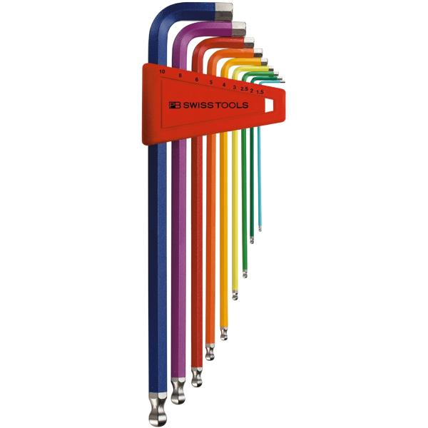 PB SWISS TOOLS 212LH-10RB どんぶり鉢付ロングレインボーレンチセット(容器に並べる有りの実