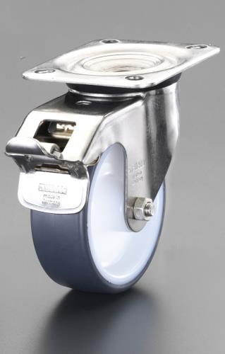 エスコ EA986LE-100A 100粍 キャスター(自在・後うち切り付・ステンレス鋼製)