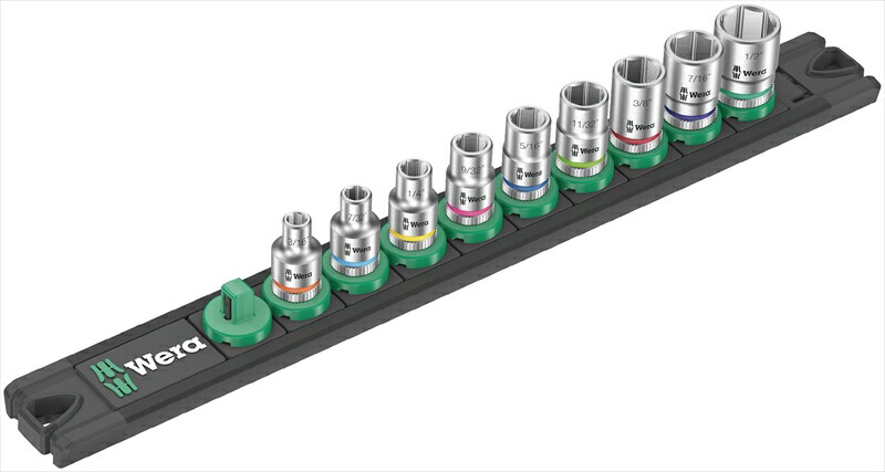 WERA ベラ 005420 ソケットレンチセット 1/4SQ インチ 9点入 レール付