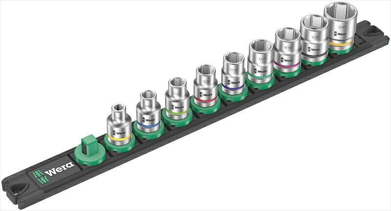 WERA ベラ 005450 ソケットレンチセット 3/8SQ インチ 9点入 レール付