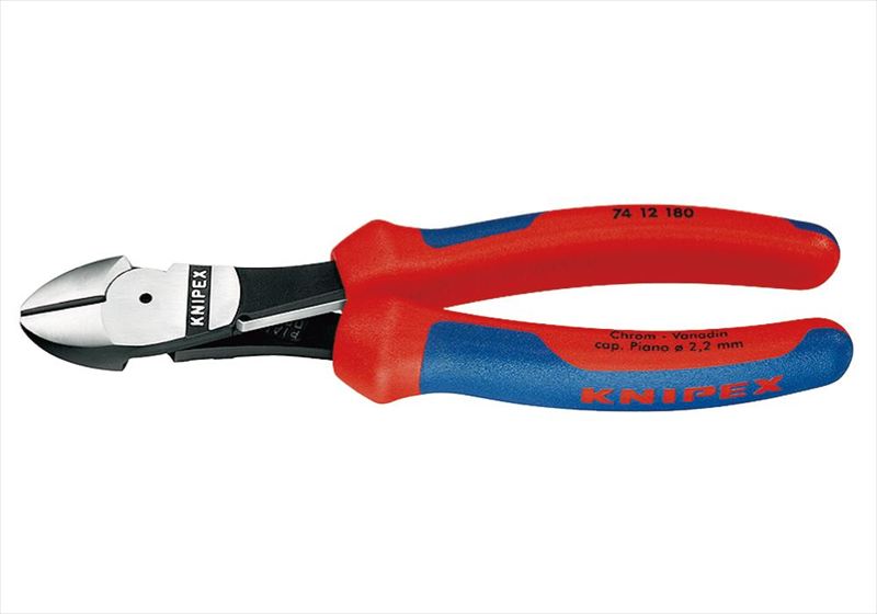 KNIPEX クニペックス 74 12 180 バネ付強力型斜ニッパー