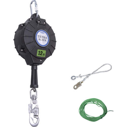 ツヨロン TSUYORON ワイヤロープ巻取式安全ブロック TRB-12 テトラブロック12m 台付・引寄ロープ付 TRB-12-BX