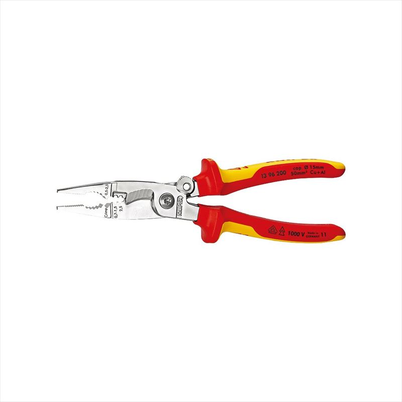 KNIPEX クニペックス 13 96 200 絶縁エレクトロプライヤー(スプリング付)