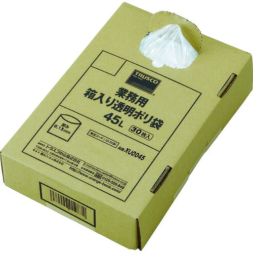 トラスコ TRUSCO まとめ買い 業務用ポリ袋 透明・箱入 0.15×45L (30枚入) XU0045